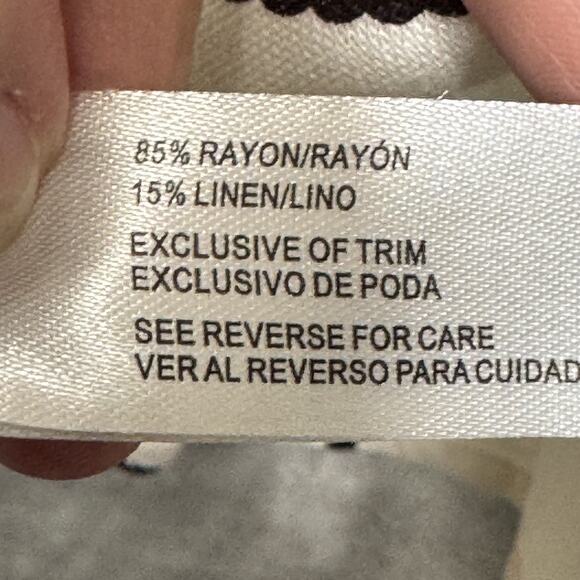 Rich & Famous Tank Top Womens Medium White Brown Paisley Halter Beaded Trim - Picture 6 of 7